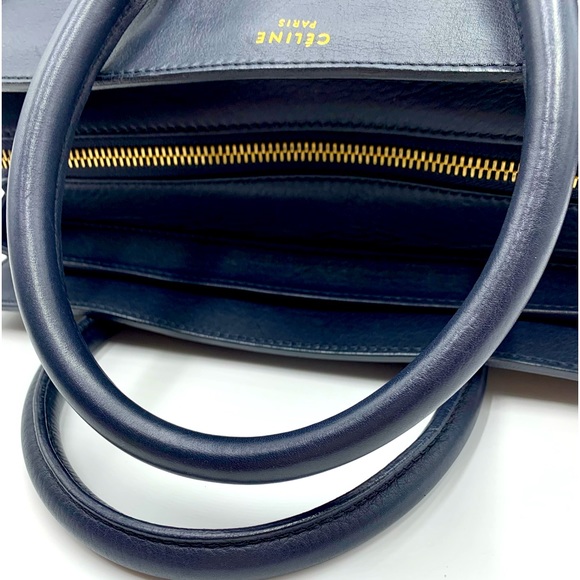 Auth Celine Large Marine Blue Smooth Calfskin Luggage Tote Ex+ Phantom Satchel - Picture 4 of 16